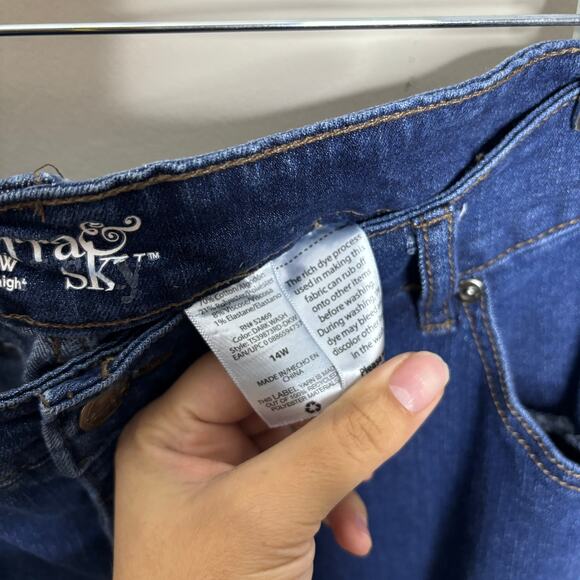 Terra & Sky Blue Straight Leg Jeans Sz 14W - Picture 6 of 11